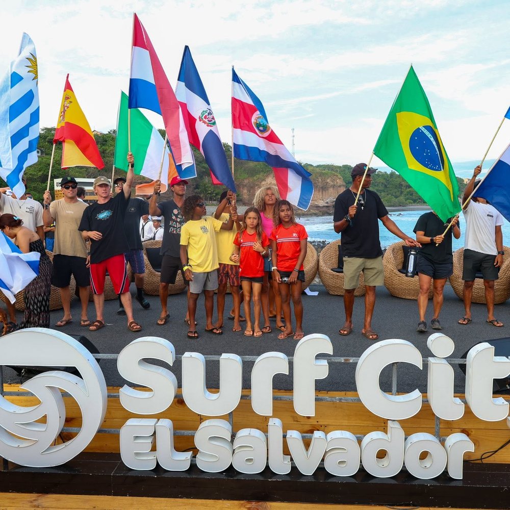 International flags at the Surf City El Salvador event